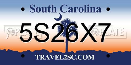 5S26X7 South Carolina License Plate