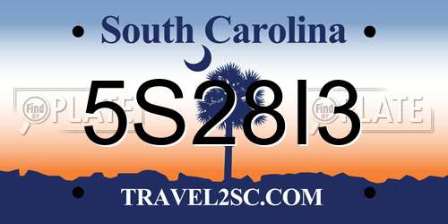 5S28I3 South Carolina License Plate