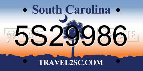 5S29986 South Carolina License Plate