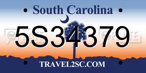 5S34379 South Carolina License Plate