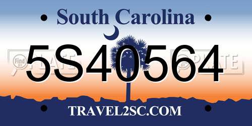 5S40564 South Carolina License Plate