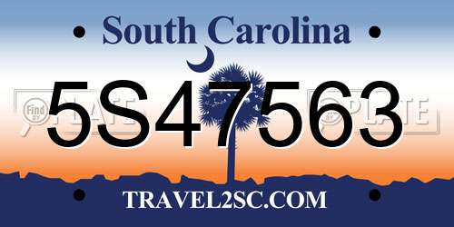 5S47563 South Carolina License Plate