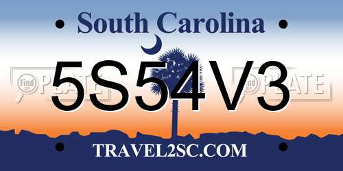 5S54V3 South Carolina License Plate