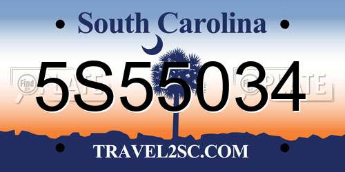 5S55034 South Carolina License Plate