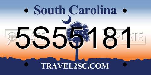 5S55181 South Carolina License Plate