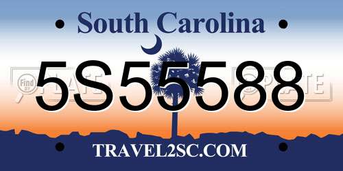 5S55588 South Carolina License Plate