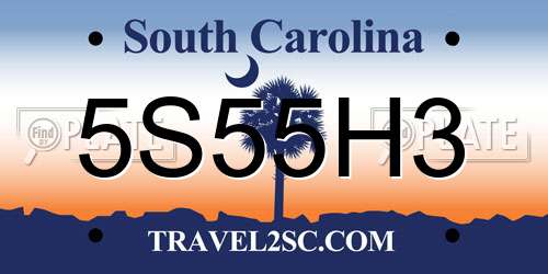 5S55H3 South Carolina License Plate
