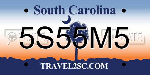 5S55M5 South Carolina License Plate