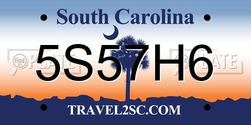 5S57H6 South Carolina License Plate