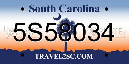 5S58034 South Carolina License Plate