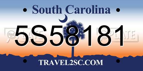 5S58181 South Carolina License Plate