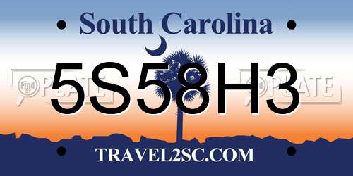5S58H3 South Carolina License Plate
