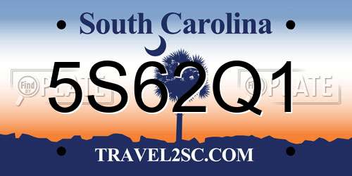 5S62Q1 South Carolina License Plate