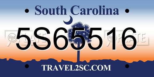 5S65516 South Carolina License Plate