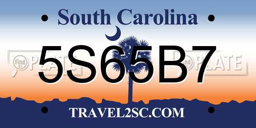 5S65B7 South Carolina License Plate
