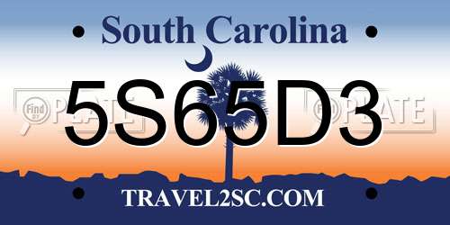 5S65D3 South Carolina License Plate