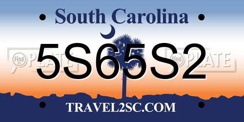 5S65S2 South Carolina License Plate