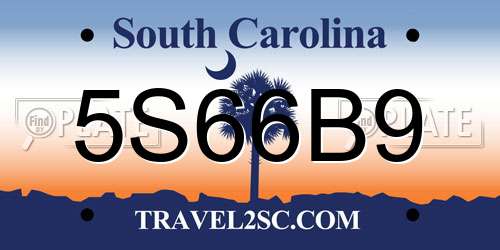 5S66B9 South Carolina License Plate