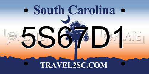 5S67D1 South Carolina License Plate