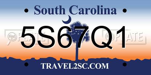 5S67Q1 South Carolina License Plate
