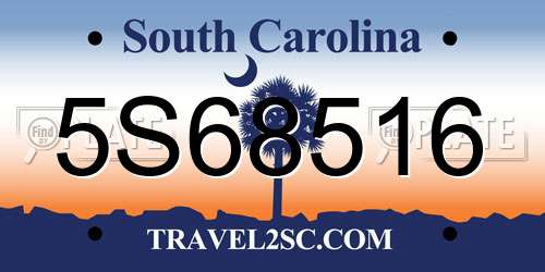 5S68516 South Carolina License Plate