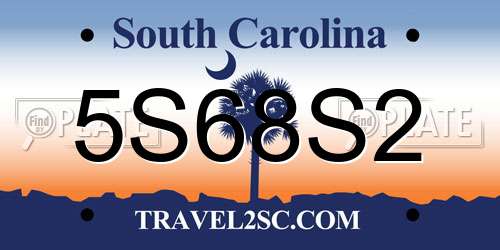 5S68S2 South Carolina License Plate