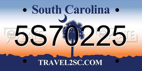 5S70225 South Carolina License Plate