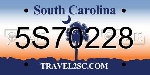 5S70228 South Carolina License Plate