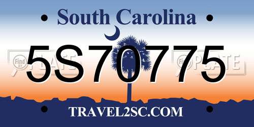 5S70775 South Carolina License Plate