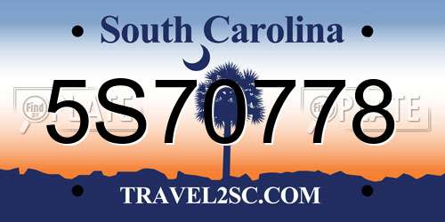 5S70778 South Carolina License Plate