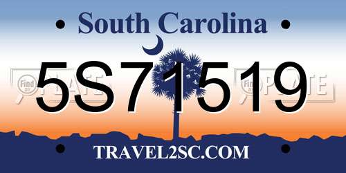 5S71519 South Carolina License Plate