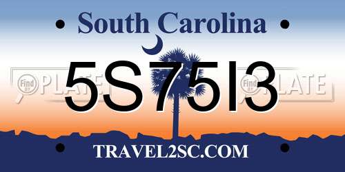 5S75I3 South Carolina License Plate