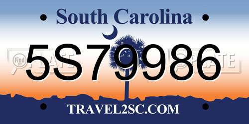 5S79986 South Carolina License Plate