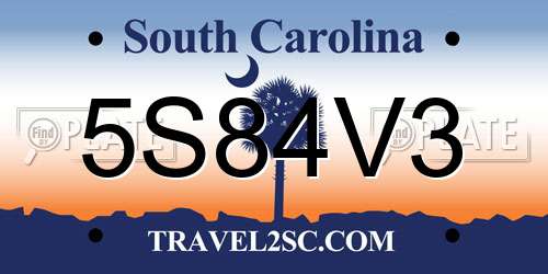 5S84V3 South Carolina License Plate