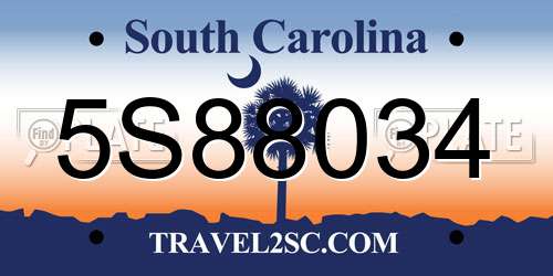5S88034 South Carolina License Plate