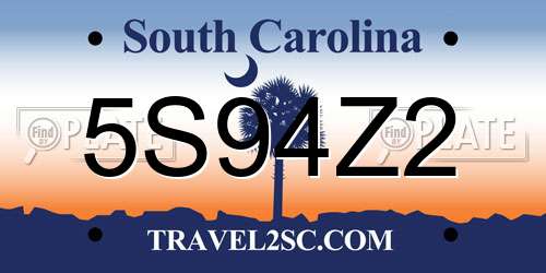 5S94Z2 South Carolina License Plate