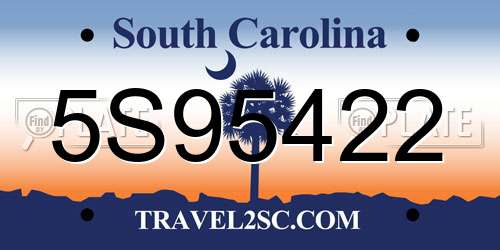 5S95422 South Carolina License Plate