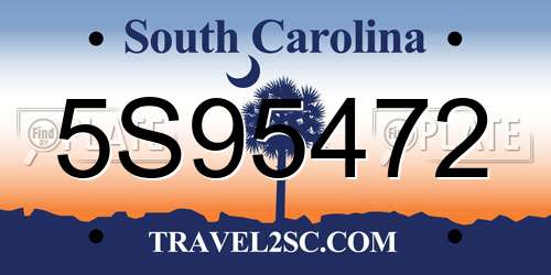 5S95472 South Carolina License Plate