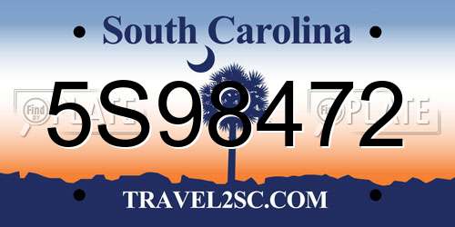 5S98472 South Carolina License Plate