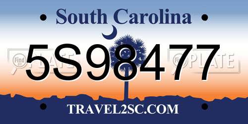 5S98477 South Carolina License Plate