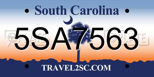 5SA7563 South Carolina License Plate