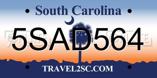 5SAD564 South Carolina License Plate