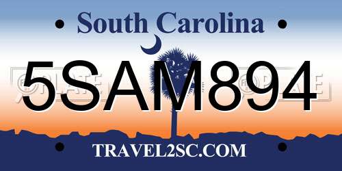 5SAM894 South Carolina License Plate