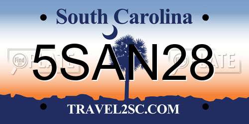 5SAN28 South Carolina License Plate