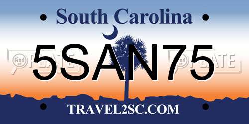 5SAN75 South Carolina License Plate
