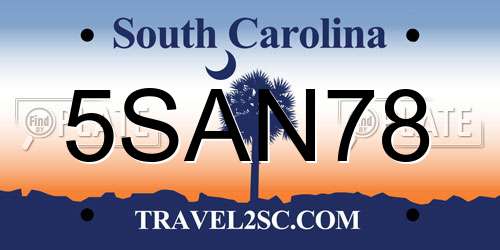 5SAN78 South Carolina License Plate