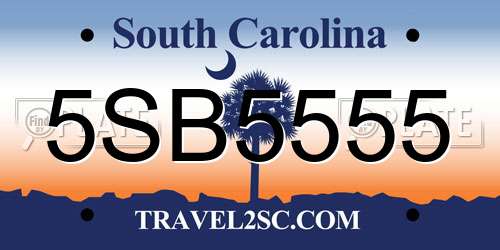 5SB5555 South Carolina License Plate