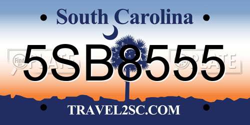 5SB8555 South Carolina License Plate