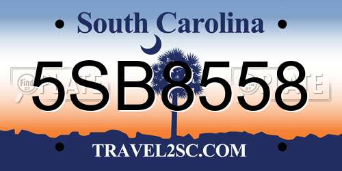 5SB8558 South Carolina License Plate