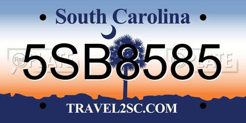 5SB8585 South Carolina License Plate
